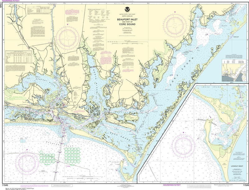 NOAA Chart 11545 Beaufort Inlet and Part of Core Sound Captain's