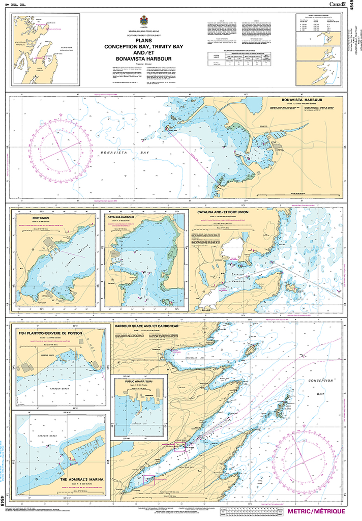 CHS Chart 4849: Plans, Conception Bay, Trinity Bay and/et Bonavista ...