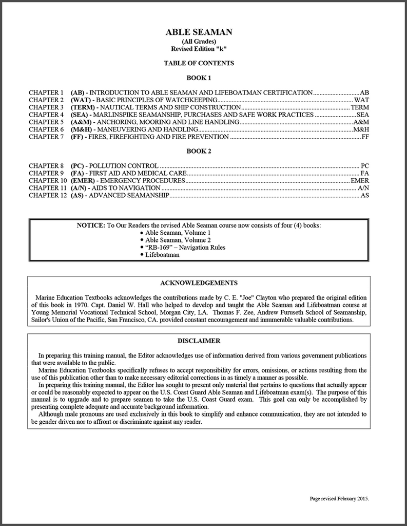 Able Seaman Study Guide Captain S Nautical Books Charts