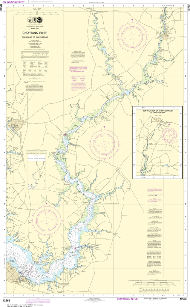 NOAA Chart 12268 Choptank River Cambridge to Greensboro Captain's