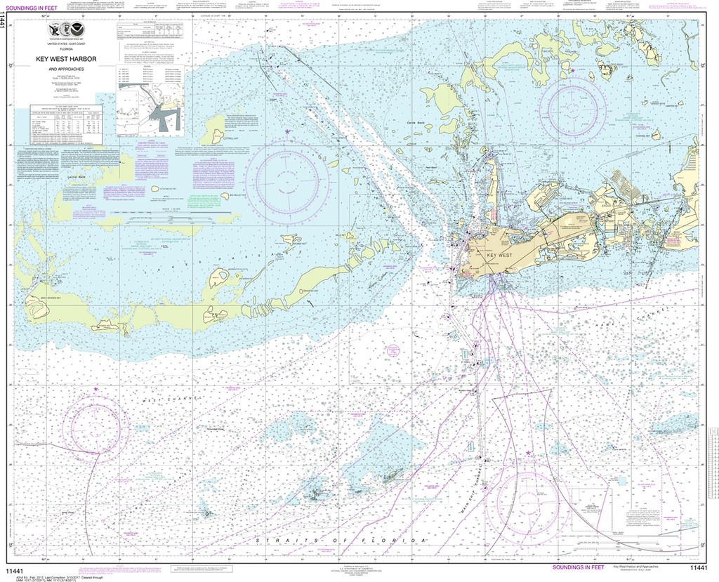 NOAA Chart 11441 Key West Harbor and Approaches Captain's Nautical