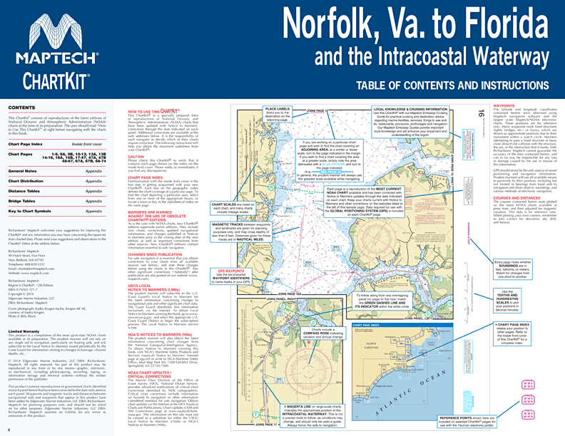 Chartkit Region 6 Norfolk Va To Florida And The Intracoastal Waterway Captains Nautical Books 6128