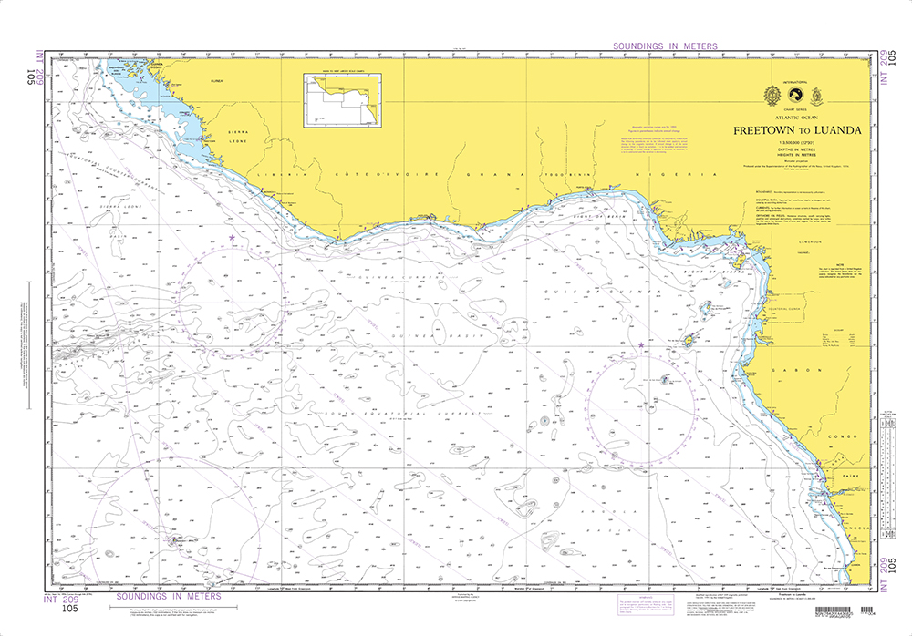 NGA International Chart 105: Freetown to Luanda - Captain's Nautical ...