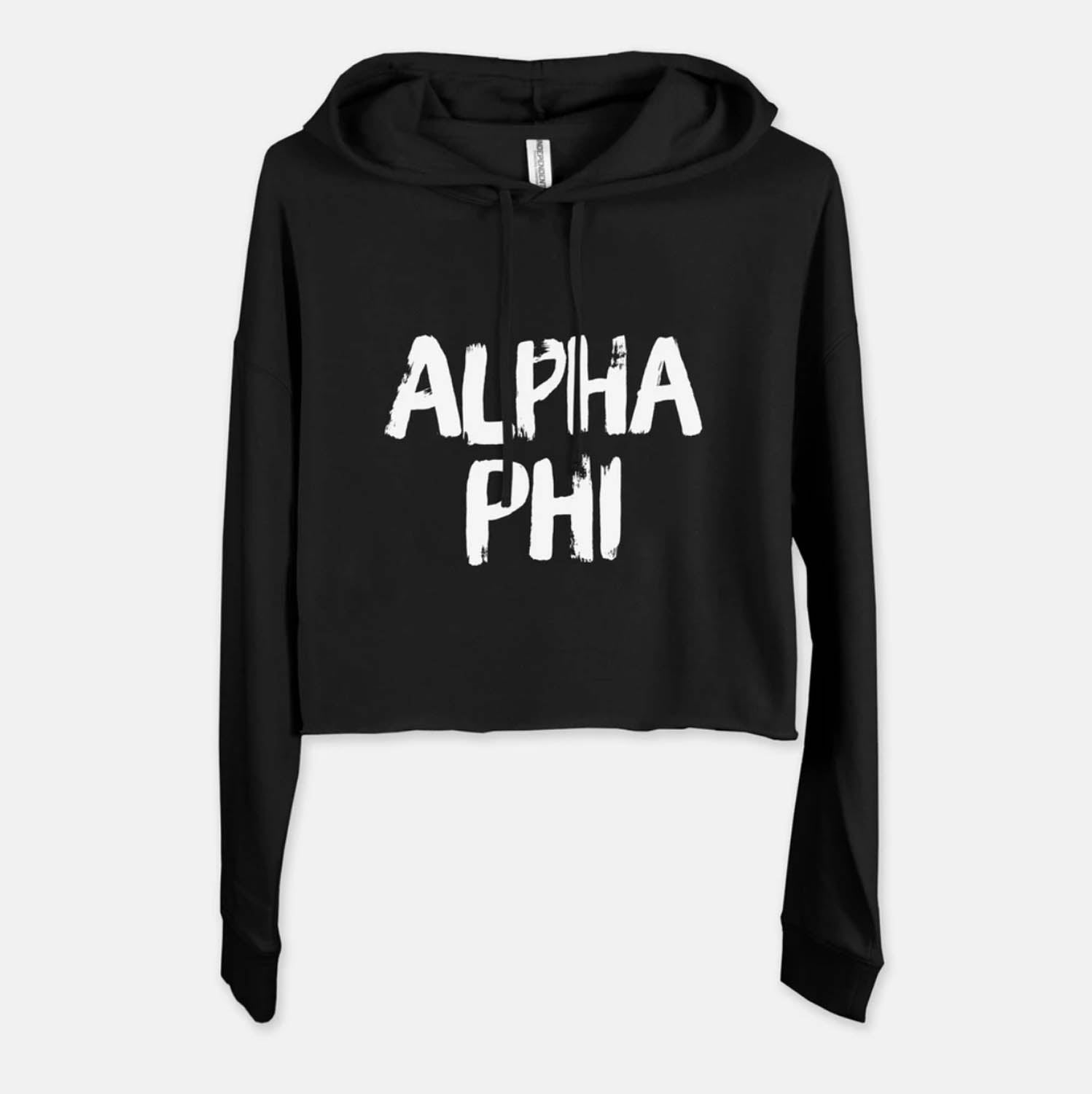 white Greek lettered black hoodie