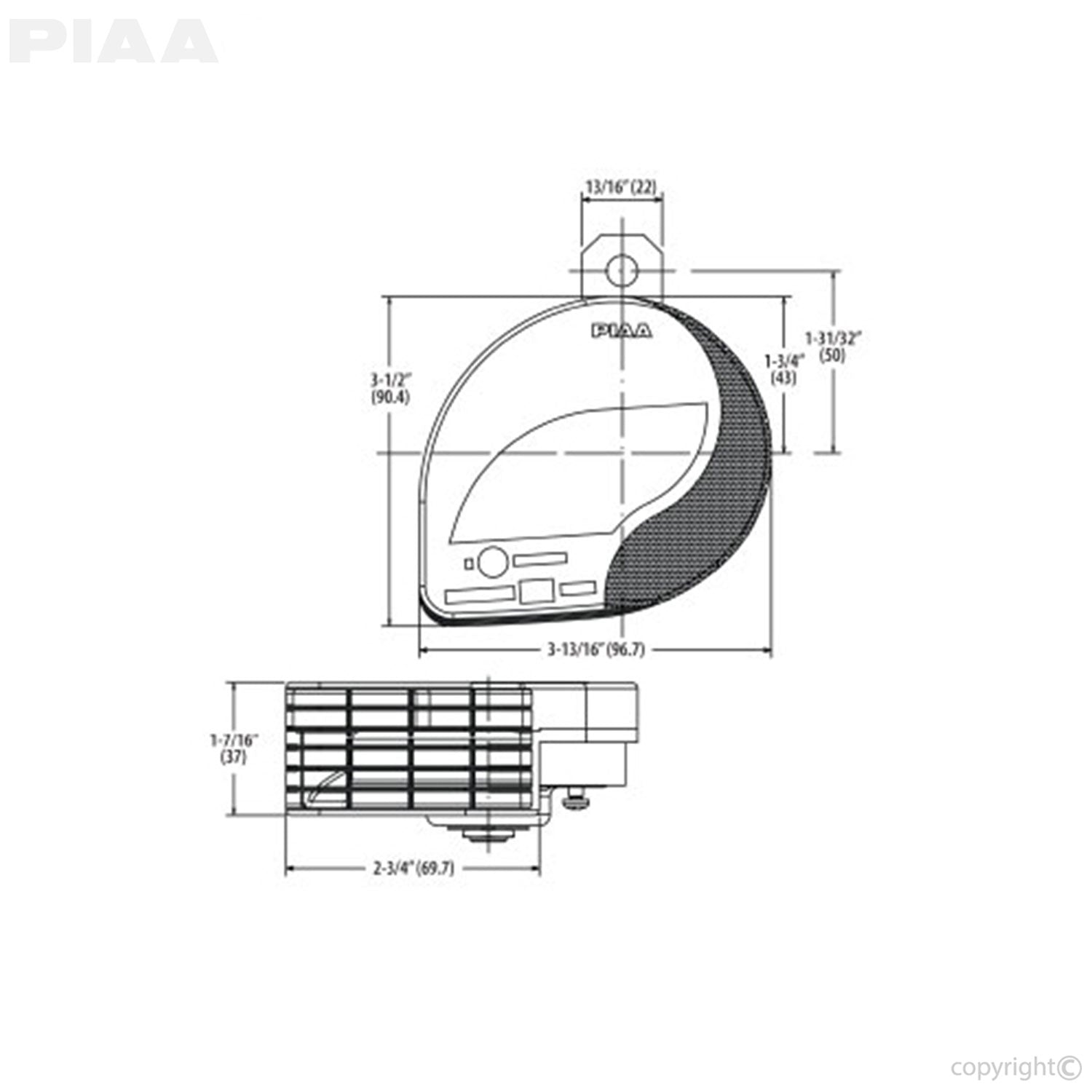 Piaa Powersports Slim Line Sports Horn 500hz