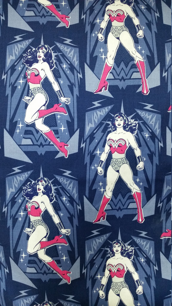 Blue and pink Wonder Woman pose pattern