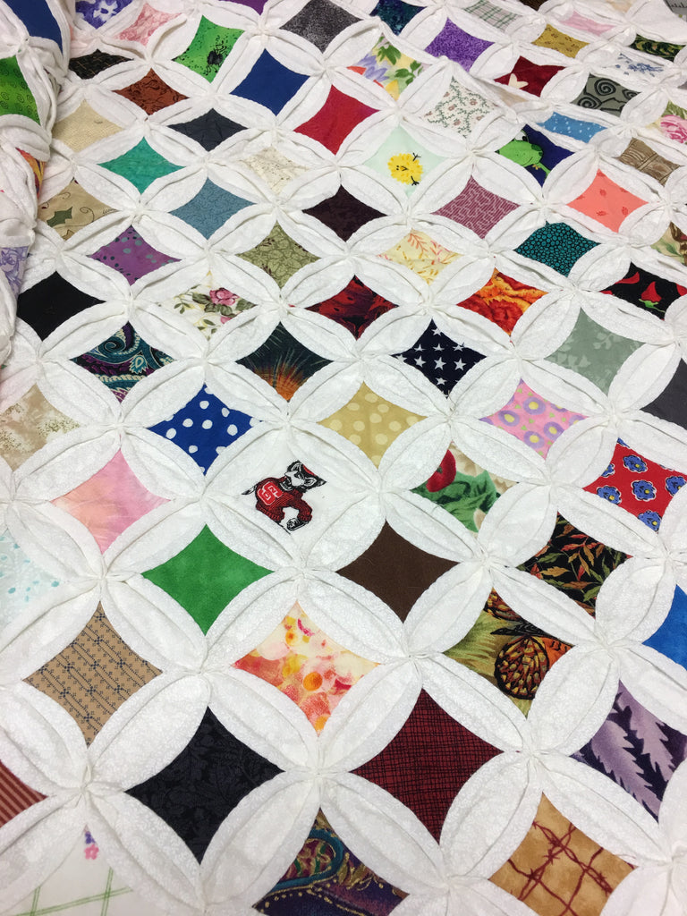 cathedral window hand stitched quilt 