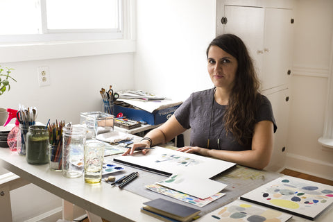 artist Kate Pugsley at her desk