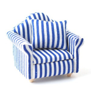 blue striped armchair