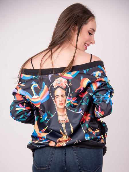 Mexican Frida Kahlo Bomber Jacket Otomi - Cielito Lindo
