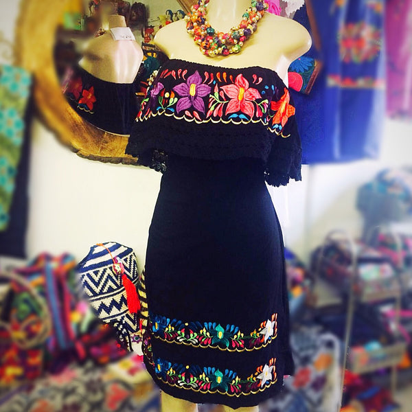 black traditional mexican dress