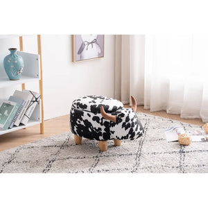 Ottoman - Black White Cow - DBC Baby Bedding Co  - Cow Print Ottoman