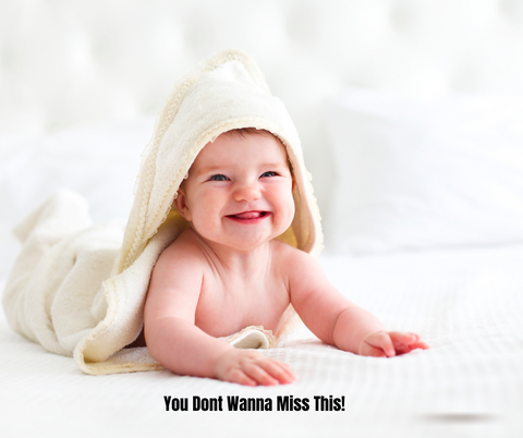 DBC Baby Bedding Co - Laughing Baby with words that say you dont wanna miss this