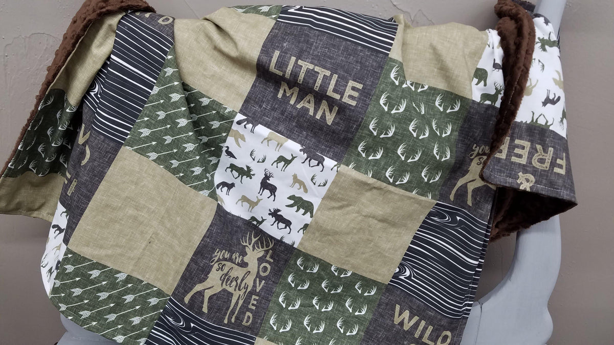 Twin, Full, or Queen Comforter- Little Man and Deerly Loved Deer - DBC Baby Bedding Co 