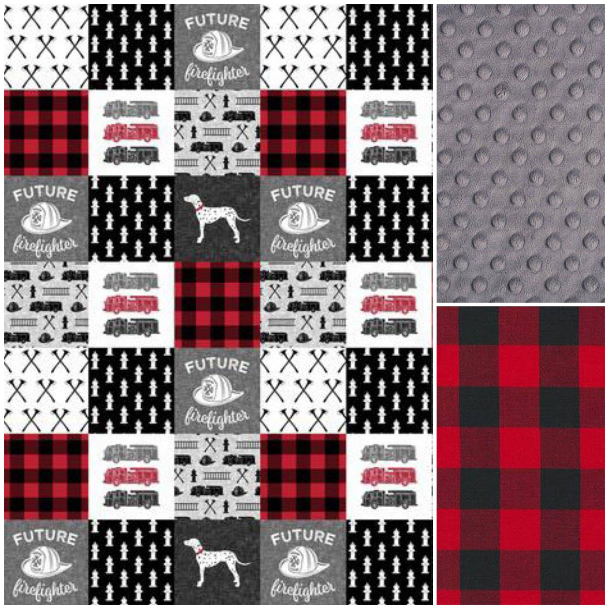 Custom Boy Crib Bedding Future Firefighter Gray And Red Black