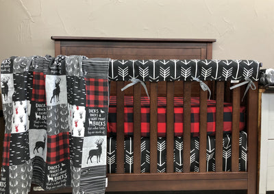 Custom Boy Crib Bedding Ducks Trucks Bucks Red Black Check And