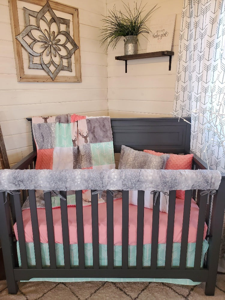 Ready to Ship Girl Crib Bedding - Tulip Fawn and Mint ...