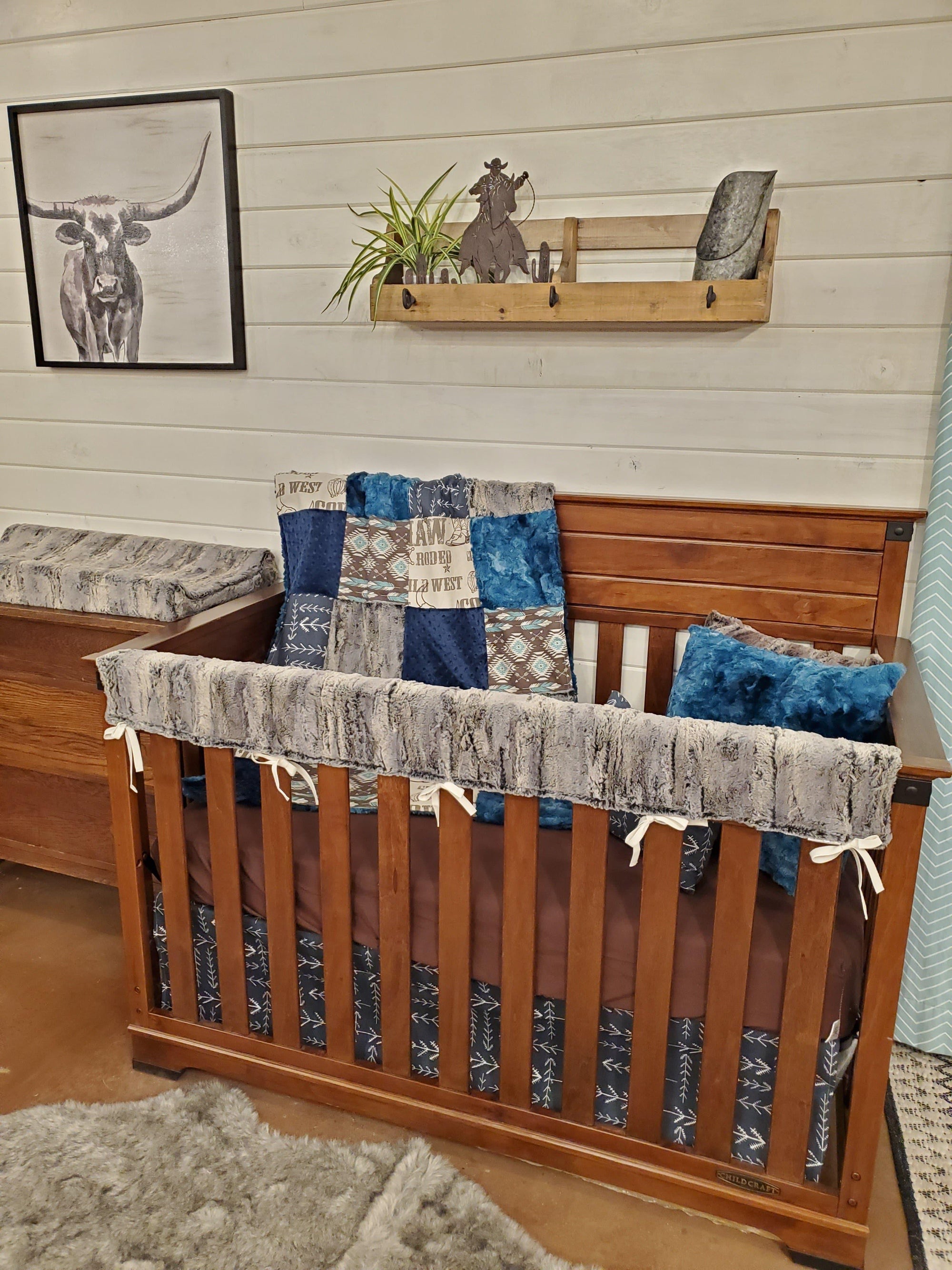 Ready To Ship Boy Crib Bedding Cowboy Nursery Collection Dbc