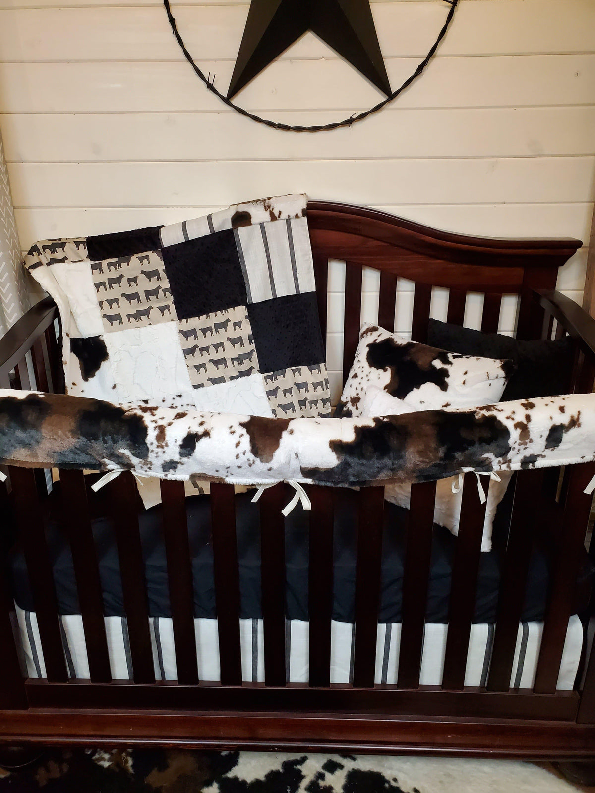Boy Crib Bedding- Angus and Cow Minky Farm Collection