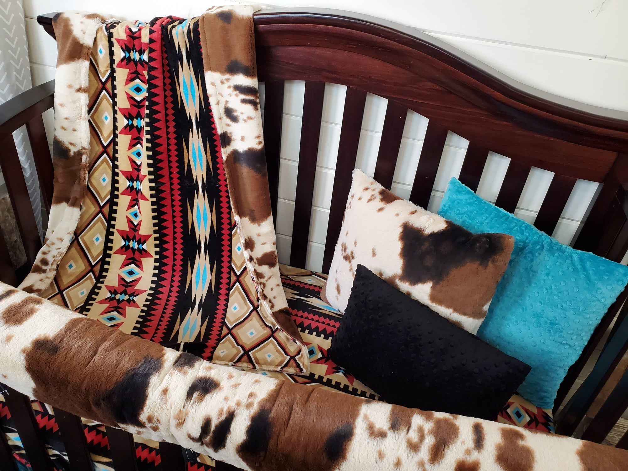 Boy Crib Bedding- Aztec Highland Cows Western Baby Bedding & Nursery  Collection