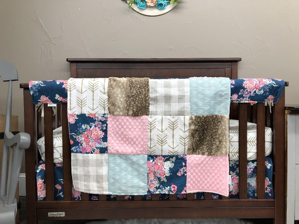 Ready to Ship Girl Crib Bedding- Floral, Arrow, Fawn ...