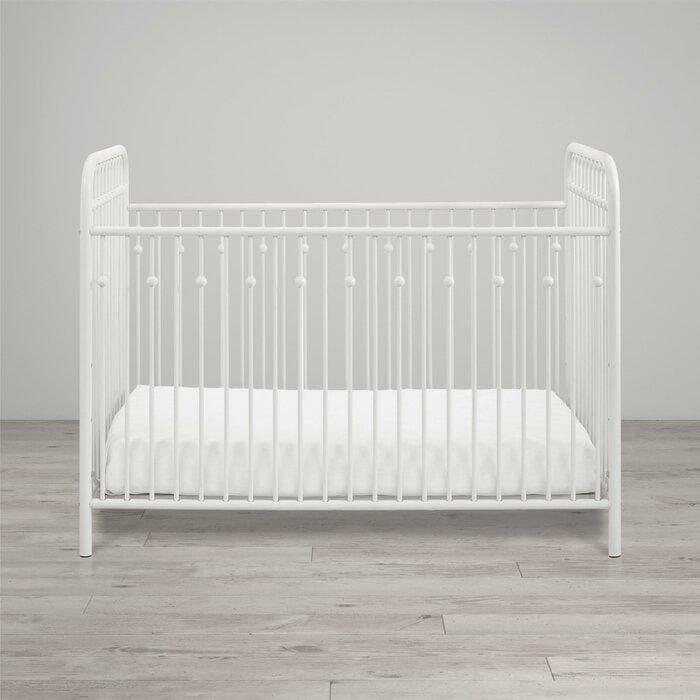 white metal crib