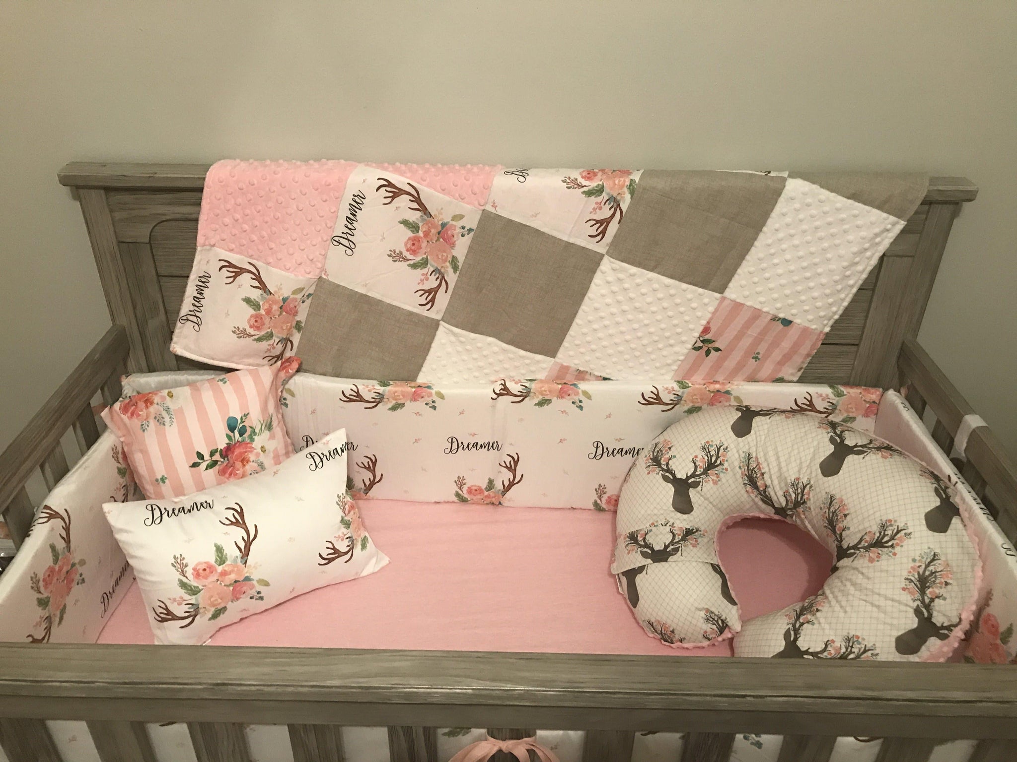 Custom Girl Crib Bedding - Daddy's Girl Floral Deer, Fawn ...