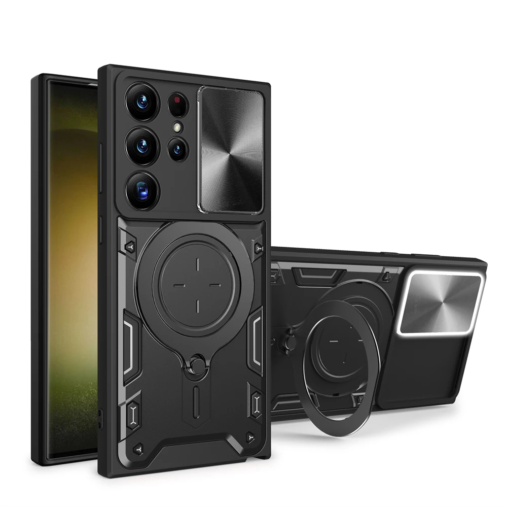 New Magnetic Heavy Duty Armor Case Cover With Ring Holder Kickstand For Samsung Galaxy S24 S23 Plus Series
