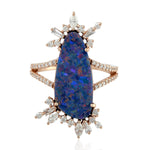18kt Gold Opal Gemstone Designer Cocktail Ring October Birthstone Jewelry Gift