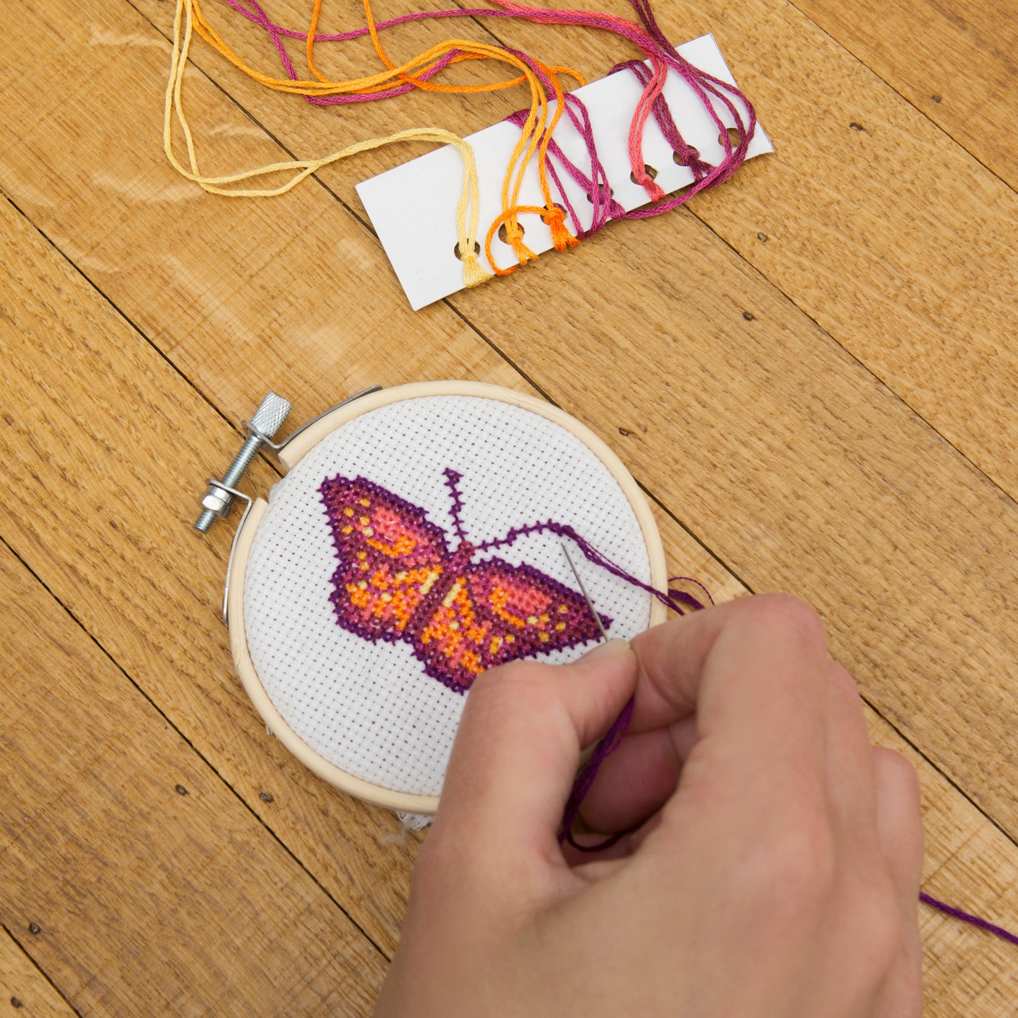 Mini Cross Stitch Embroidery Kit - Butterfly — Kikkerland B.V