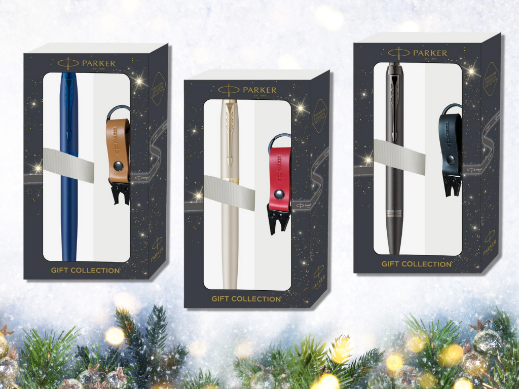 Parker IM Monochrome with Leather Key Hook Christmas Gift Set