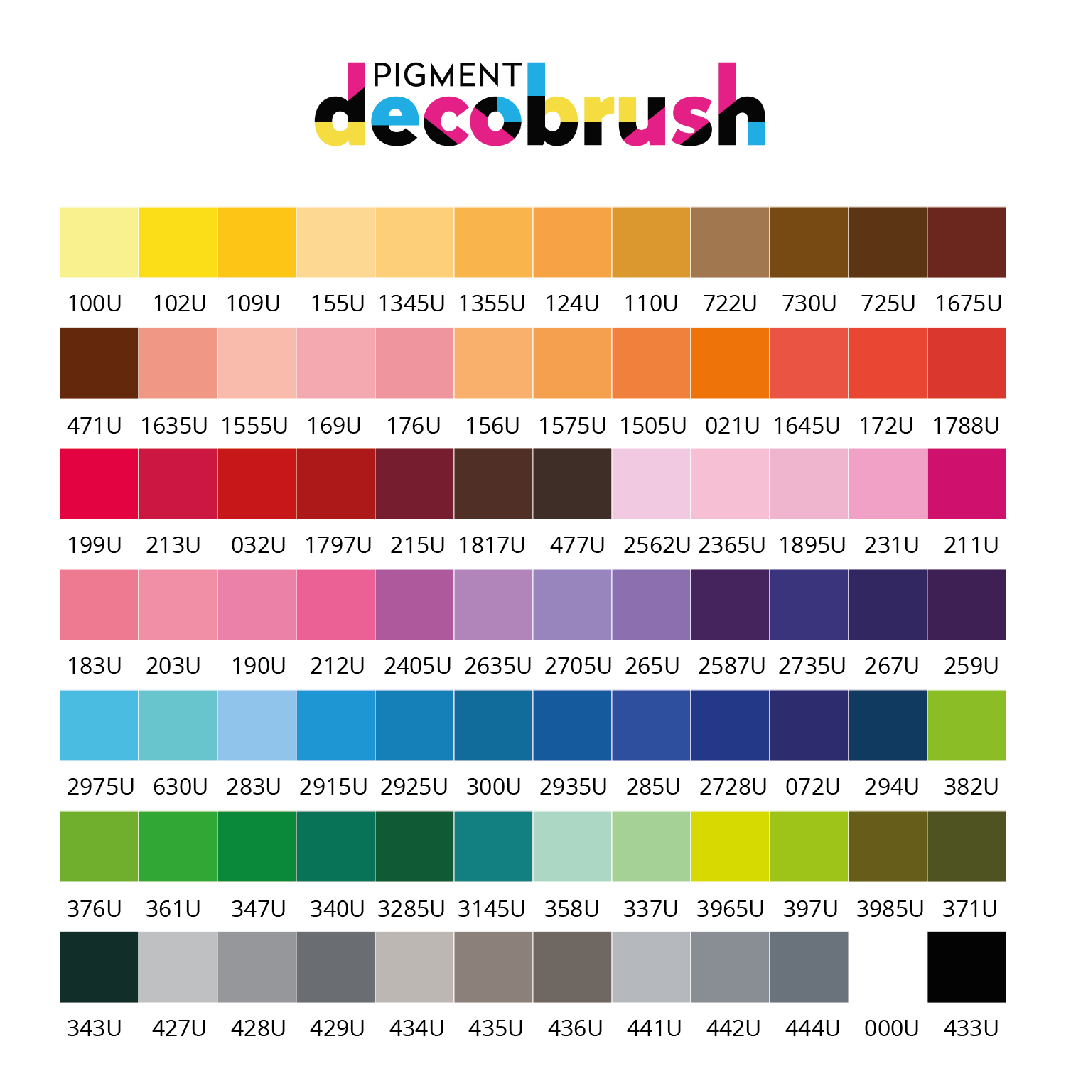 karin pigment decobrush color chart