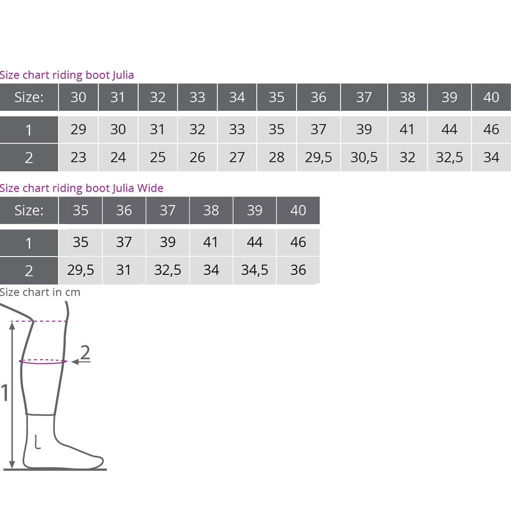 Boot Width Chart Ee