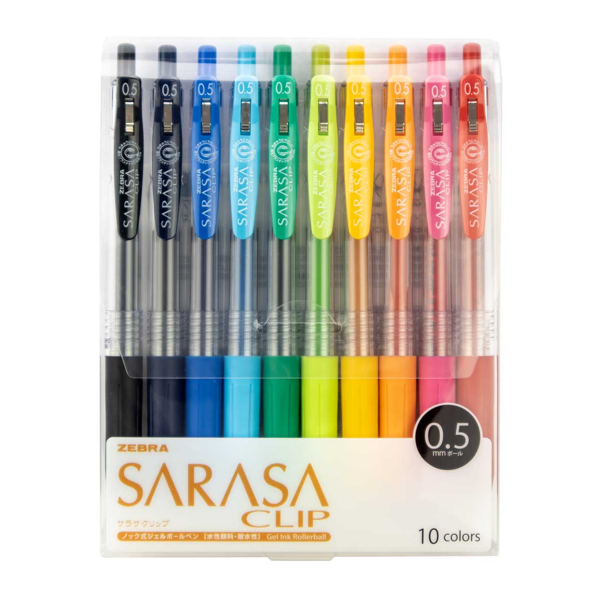 Zebra - Sarasa Clip Gel Pens 0.5mm | Set of 10 Pens 