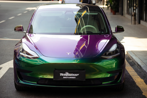 Purple green Tesla