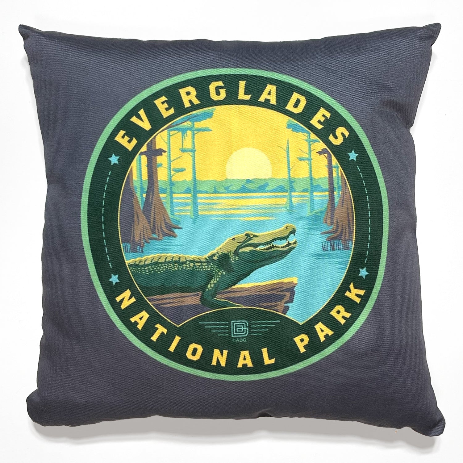 18"x18" Throw Pillow: Emblem of Everglades National Park