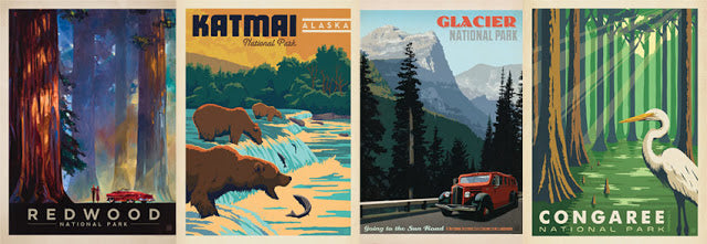 National Park Print set Set of 5 Prints National Park Art 