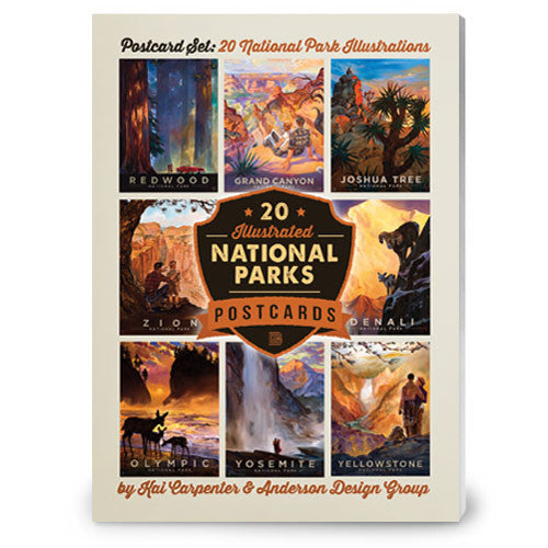 National Parks: Kai Carpenter Illustrated 20-piece Postcard Set