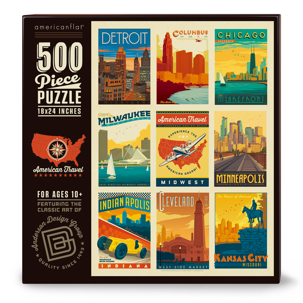 500-Pc. Puzzle: American Travel: Mid-West (Bargain—35% OFF!)