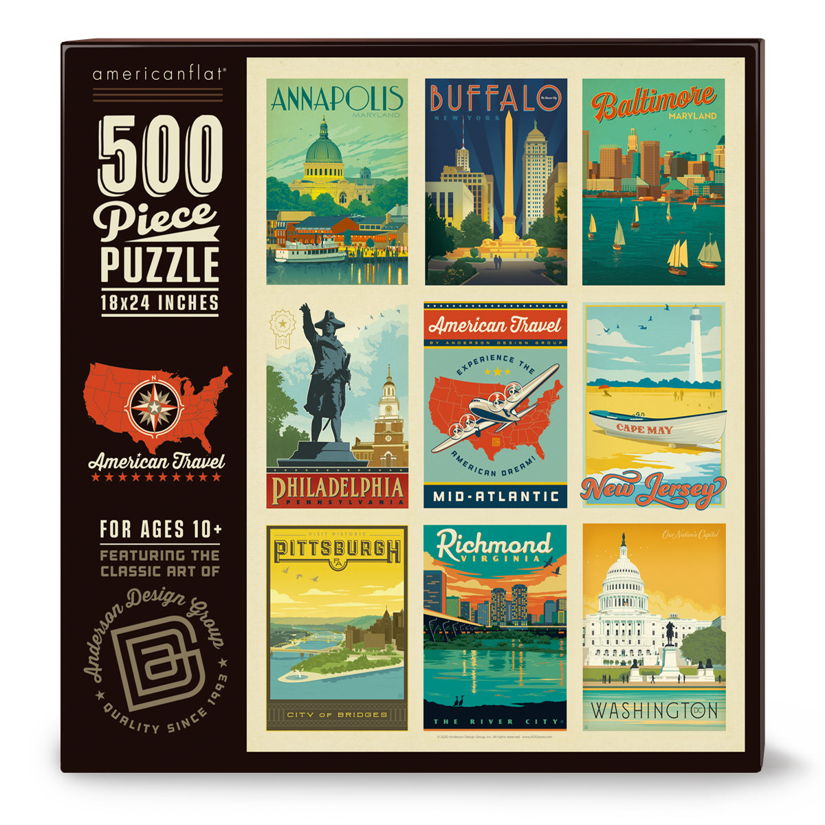 500-Pc. Puzzle: American Travel: Mid-Atlantic (Bargain—35% OFF!)