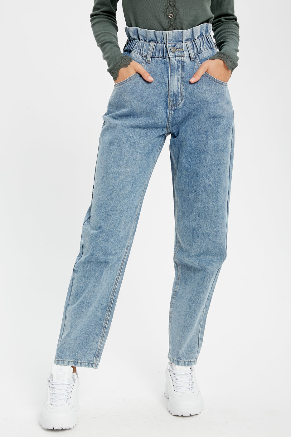 paper bag pants denim