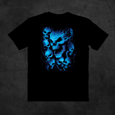 Products Tagged Cottonhorrortee Creepy Tee Factory - blue neon skull shirt roblox