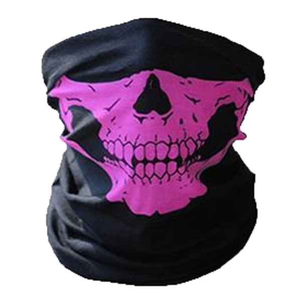 PINK SKULL NECK GAITER FACE MASK