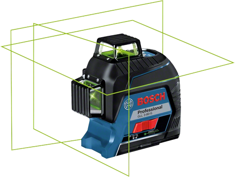 Bosch Laser Level product image demonstrating laser lines with diagram