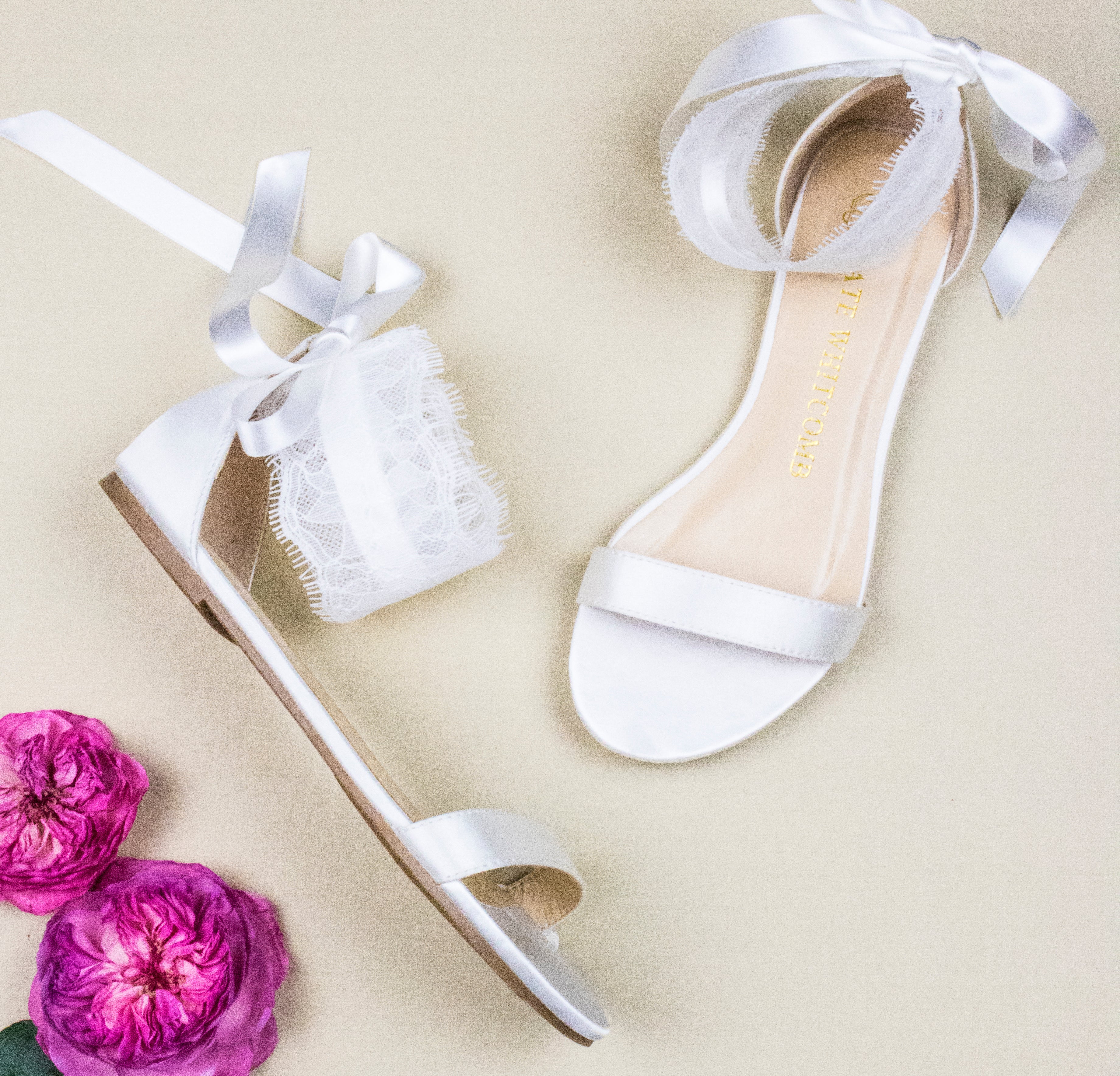 Bride Shoes Bridal Heels Wedding Flat Lace Flats Bliss Ivory