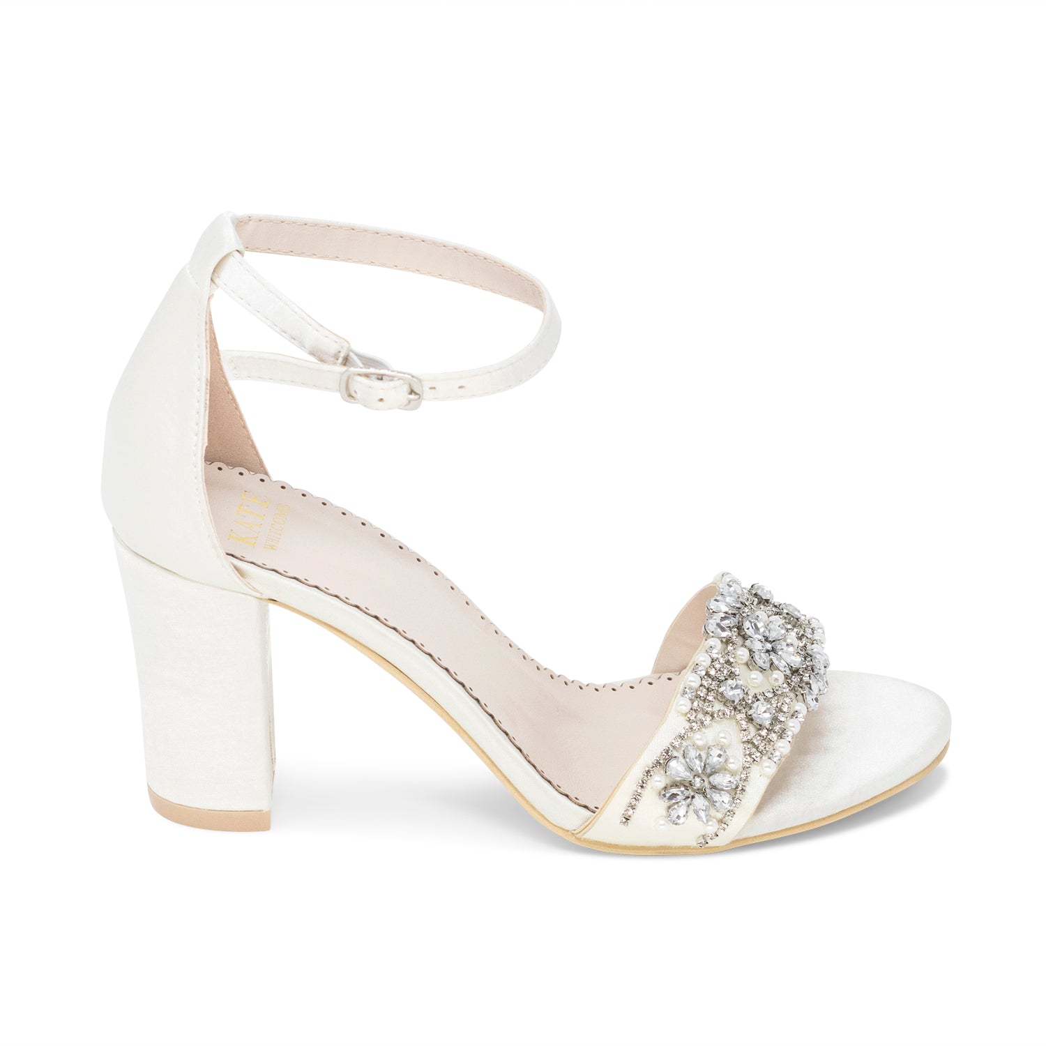 ivory block heel bridal shoes