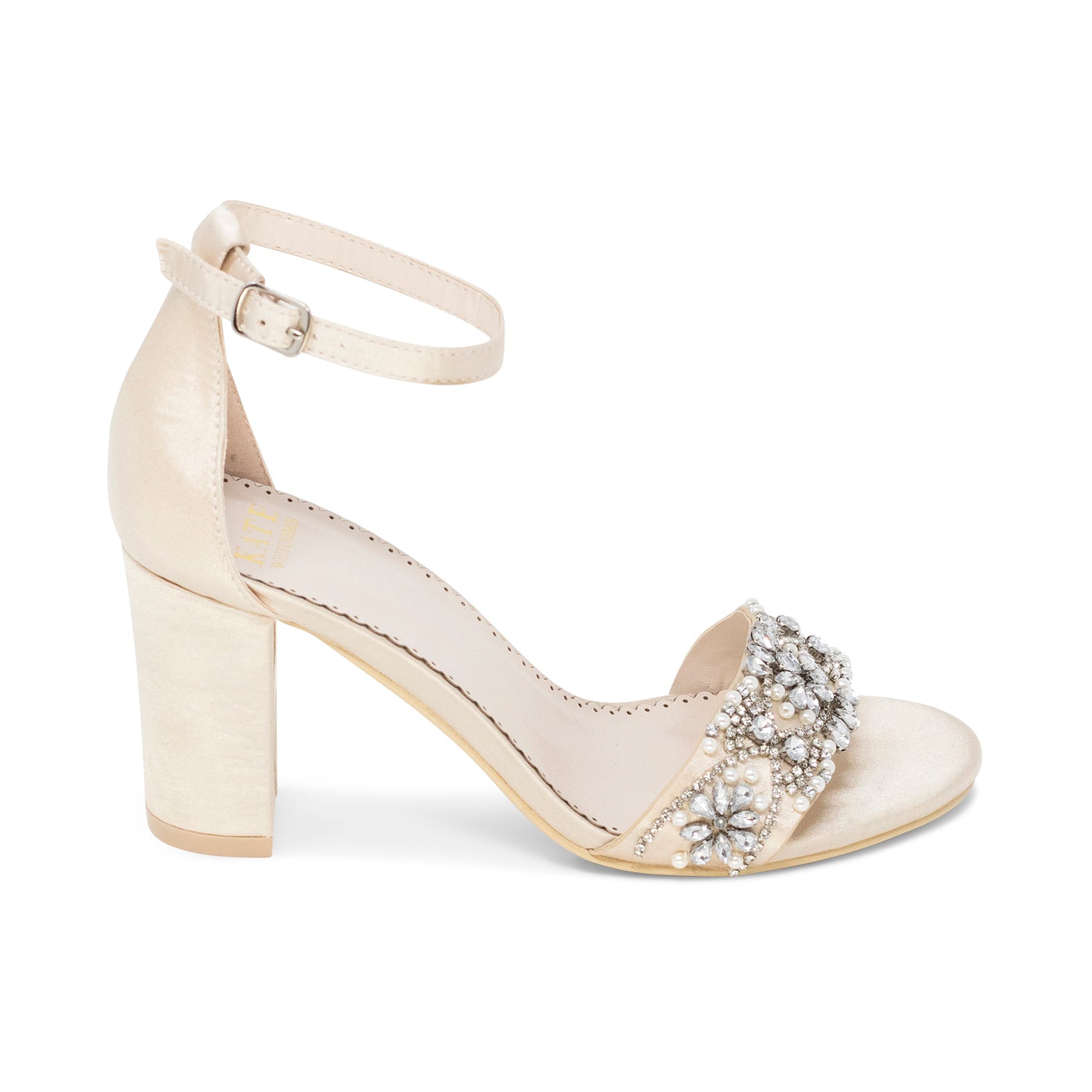 champagne block heel shoes