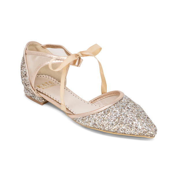 rose gold shoes low heel wide fit