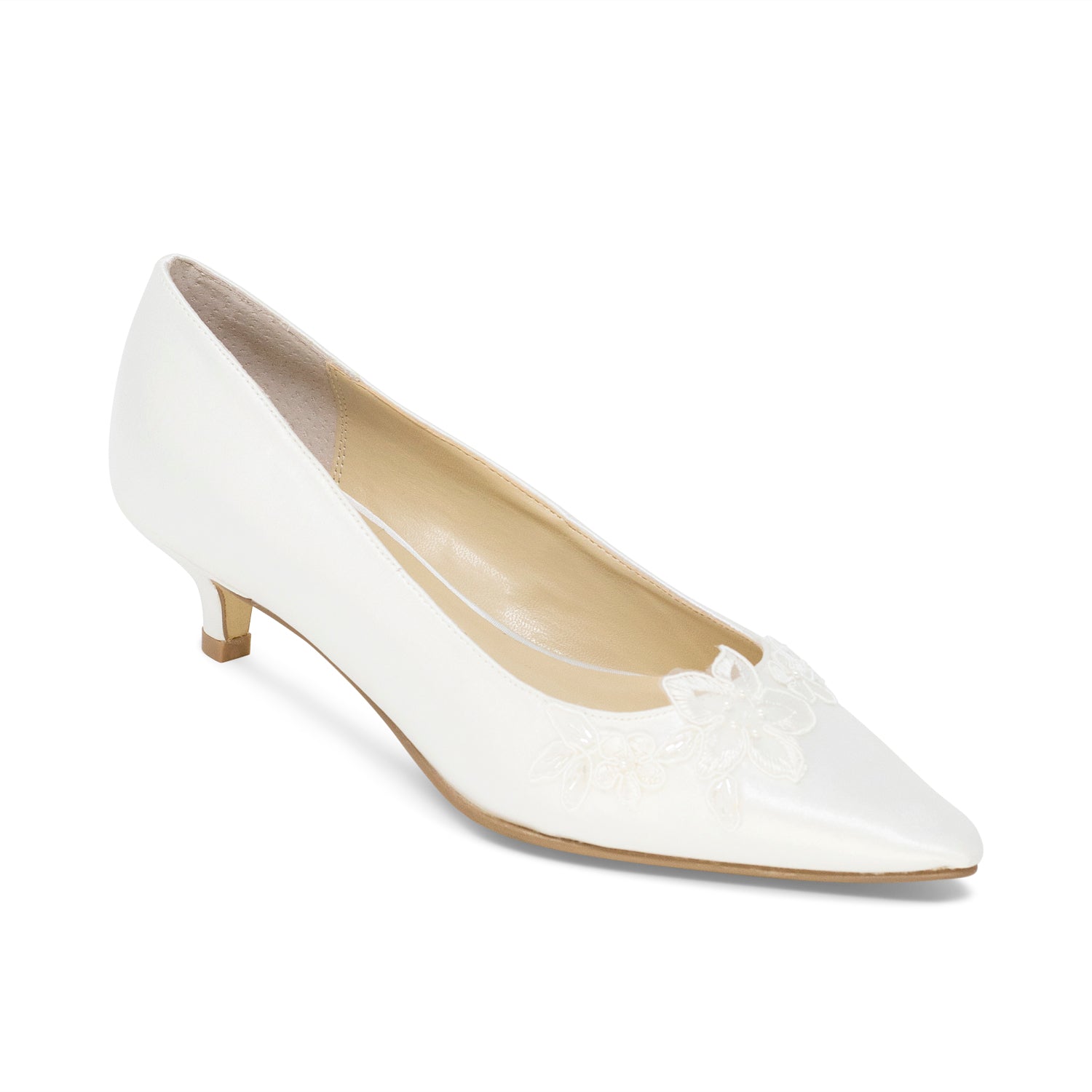 low ivory wedding shoes