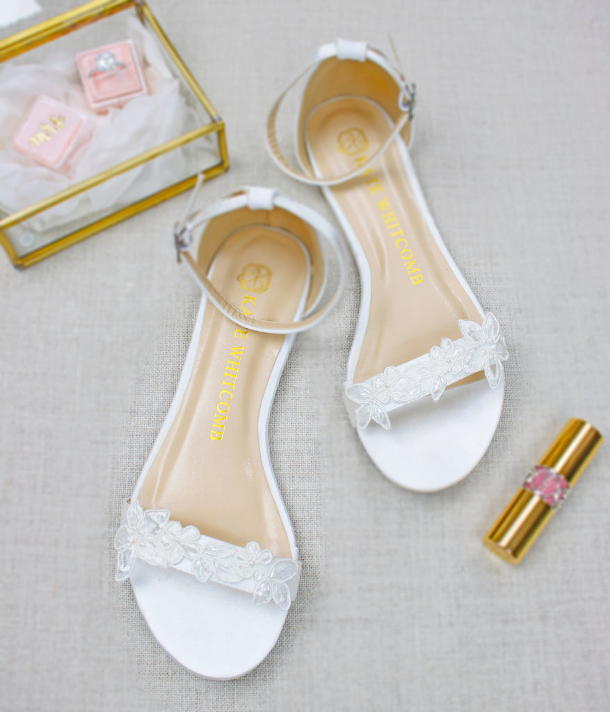 flat white bridal shoes
